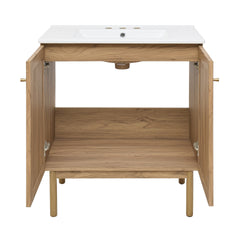 Swiss Madison Classe 30" Freestanding Bathroom Vanity in Golden Oak with 3-Hole Widespread Sink Top - SM-BV664-3