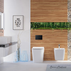Swiss Madison Concorde Back-to-Wall Toilet Bundle 0.8/1.6 GPF Dual Flush in Glossy Whit - SM-WT0205GW