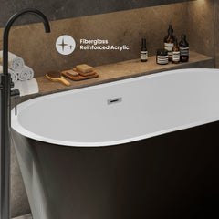 Swiss Madison Claire 60" Freestanding Bathtub Matte Black and Matte White - SM-FB590MBMW - The Home Selection