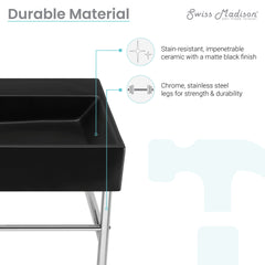 Swiss Madison Claire 30" Console Sink Matte Black Basin w/ Legs - SM-CS7