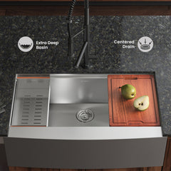 Swiss Madison Rivage 33 x 22 Single Basin Apron Kitchen Workstation Sink - SM-KS780 - The Home Selection