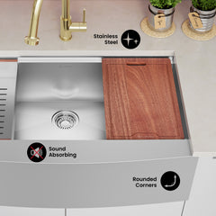 Swiss Madison Rivage 36 x 22 Single Basin Apron Kitchen Workstation Sink - SM-KS786 - The Home Selection