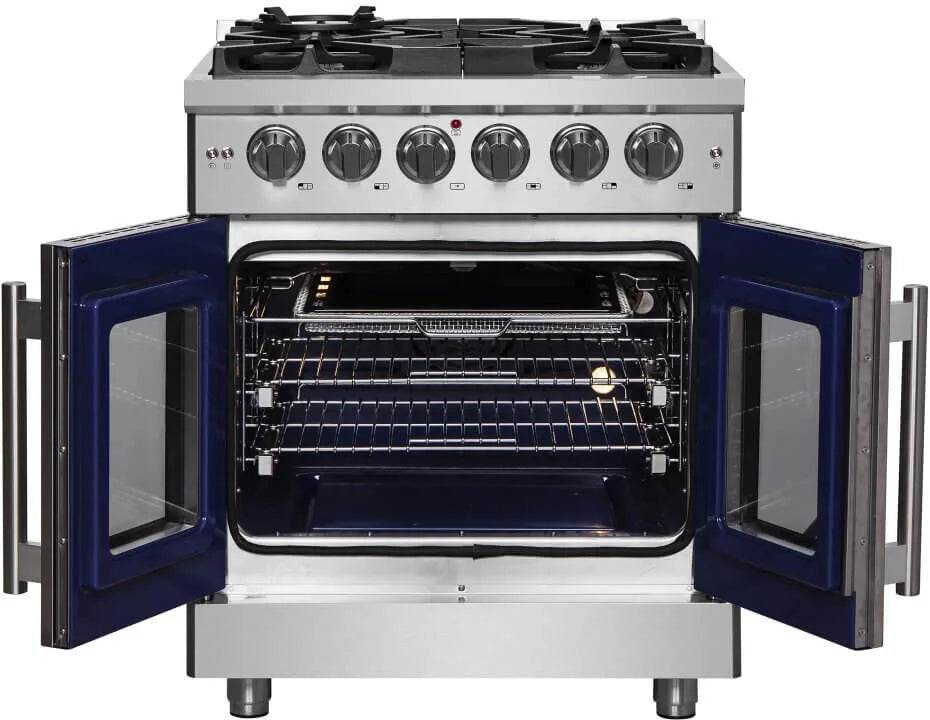 FORNO Massimo Gold 30-in 5 Burners 4.32-cu ft Air Fry Freestanding Natural  Gas Range (Stainless Steel)