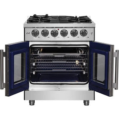 Forno 30" Massimo, Freestanding French Door Dual Fuel Range with 5 Sealed Burners, 4.32 cu. ft. Oven Capacity, Continuous Grates, Steam Clean, and Convection Oven - FFSGS6325-30