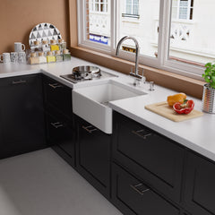 Alfi White 23  Smooth Apron Fireclay Single Bowl Farmhouse Kitchen Sink - AB503-W