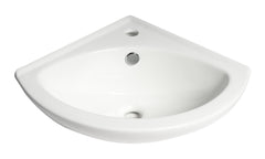 Alfi White 22  Corner Wall Mounted Ceramic Sink with Faucet Hole - ABC120