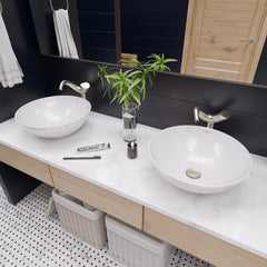 EAGO 18  ROUND CERAMIC ABOVE MOUNT BATHROOM BASIN VESSEL SINK - BA351