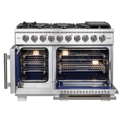 Forno 48-Inch Capriasca Gas Range with 8 Burners, 180,000 BTUs, & French Door Gas Oven in Stainless Steel - FFSGS6460-48
