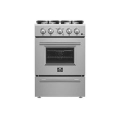 Forno 24" Breno Gas Range with 4 Burners and 38,000 BTUs in Stainless Steel - FFSGS6272-24 - The Home Selection
