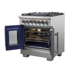 Forno 30-Inch Capriasca Dual Fuel Range with 5 Gas Burners, 100,000 BTUs, and French Door Electric Oven in Stainless Steel (FFSGS6387-30) - The Home Selection
