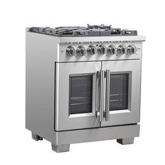 Forno 30-Inch Capriasca Dual Fuel Range with 5 Gas Burners, 100,000 BTUs, and French Door Electric Oven in Stainless Steel (FFSGS6387-30) - The Home Selection