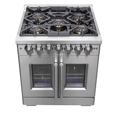 Forno 30-Inch Capriasca Dual Fuel Range with 5 Gas Burners, 100,000 BTUs, and French Door Electric Oven in Stainless Steel (FFSGS6387-30) - The Home Selection