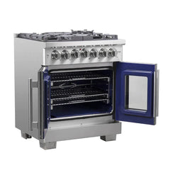 Forno 30-Inch Capriasca Dual Fuel Range with 5 Gas Burners, 100,000 BTUs, and French Door Electric Oven in Stainless Steel (FFSGS6387-30) - The Home Selection