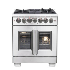 Forno 30-Inch Capriasca Dual Fuel Range with 5 Gas Burners, 100,000 BTUs, and French Door Electric Oven in Stainless Steel (FFSGS6387-30) - The Home Selection