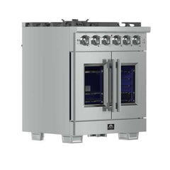 Forno 30-Inch Capriasca Gas Range with 5 Gas Burners, 100,000 BTUs, and French Door Gas Oven in Stainless Steel (FFSGS6460-30) - The Home Selection