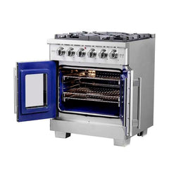 Forno 30-Inch Capriasca Gas Range with 5 Gas Burners, 100,000 BTUs, and French Door Gas Oven in Stainless Steel (FFSGS6460-30) - The Home Selection