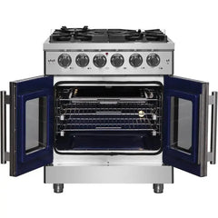 Forno 30" Massimo, Freestanding French Door Dual Fuel Range with 5 Sealed Burners, 4.32 cu. ft. Oven Capacity, Continuous Grates, Steam Clean, and Convection Oven - FFSGS6325-30 - The Home Selection