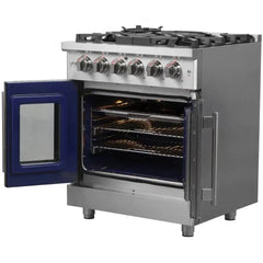 Forno 30" Massimo, Freestanding French Door Dual Fuel Range with 5 Sealed Burners, 4.32 cu. ft. Oven Capacity, Continuous Grates, Steam Clean, and Convection Oven - FFSGS6325-30 - The Home Selection