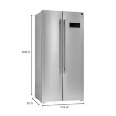 Forno 33" Built-In Refrigerator - Side-by-Side Doors - 15.6 cu.ft in Stainless Steel - FFRBI1805-33SB - The Home Selection