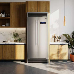Forno 33" Built-In Refrigerator - Side-by-Side Doors - 15.6 cu.ft in Stainless Steel w Grille - FFRBI1805-37SG - The Home Selection