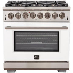 Forno 36" Capriasca Dual Fuel Range - Gas Cooktop with 240v Electric Oven - 6 Burners, Convection Oven and 120,000 BTUs - FFSGS6187-36 - The Home Selection