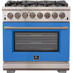 Forno 36" Capriasca Dual Fuel Range - Gas Cooktop with 240v Electric Oven - 6 Burners, Convection Oven and 120,000 BTUs - FFSGS6187-36 - The Home Selection