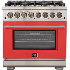 Forno 36" Capriasca Dual Fuel Range - Gas Cooktop with 240v Electric Oven - 6 Burners, Convection Oven and 120,000 BTUs - FFSGS6187-36 - The Home Selection
