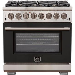 Forno 36" Capriasca Dual Fuel Range - Gas Cooktop with 240v Electric Oven - 6 Burners, Convection Oven and 120,000 BTUs - FFSGS6187-36 - The Home Selection