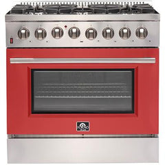 Forno 36" Galiano Gas Range with 240v Electric Oven - 6 Burners and Convection Oven - FFSGS6156-36 - The Home Selection