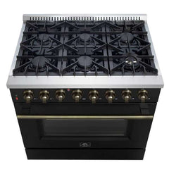 Forno 36" Galiano Gas Range with 240v Electric Oven - 6 Burners and Convection Oven - FFSGS6156-36 - The Home Selection