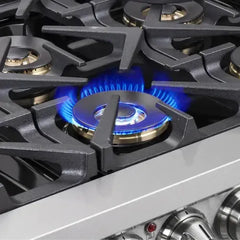 Forno 36-Inch Capriasca Freestanding French Door Dual Fuel Range with 6 Gas Burners, 120,000 BTUs & Electric Oven in Stainless Steel - FFSGS6387-36 - The Home Selection
