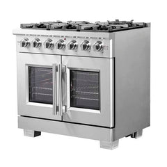 Forno 36-Inch Capriasca Gas Range with 6 Burners, 120,000 BTUs, & French Door Gas Oven in Stainless Steel - FFSGS6460-36 - The Home Selection