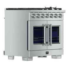 Forno 36-Inch Capriasca Gas Range with 6 Burners, 120,000 BTUs, & French Door Gas Oven in Stainless Steel - FFSGS6460-36 - The Home Selection