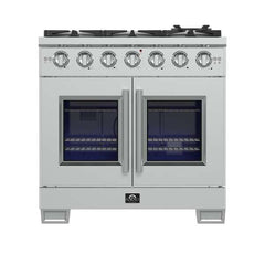 Forno 36-Inch Capriasca Gas Range with 6 Burners, 120,000 BTUs, & French Door Gas Oven in Stainless Steel - FFSGS6460-36 - The Home Selection