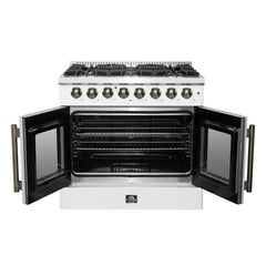 Forno 36-Inch Galiano Dual Fuel Range with 6 Gas Burners, 83,000 BTUs, & French Door Electric Oven in Stainless Steel (FFSGS6356-36) - The Home Selection