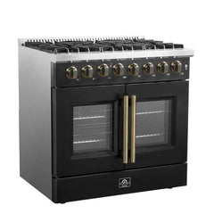 Forno 36-Inch Galiano Dual Fuel Range with 6 Gas Burners, 83,000 BTUs, & French Door Electric Oven in Stainless Steel (FFSGS6356-36) - The Home Selection