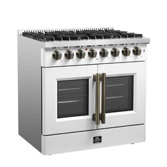Forno 36-Inch Galiano Dual Fuel Range with 6 Gas Burners, 83,000 BTUs, & French Door Electric Oven in Stainless Steel (FFSGS6356-36) - The Home Selection