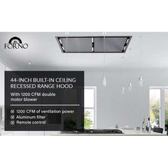 Forno 44" Ceiling Range Hood in Stainless Steel with 1200 CFM Motor - FRHRE5312-44 - The Home Selection