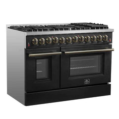 Forno 48" Galiano Dual Fuel Range - Gas Cooktop with 240v Electric Oven - 8 Burners, Griddle, and Double Oven - FFSGS6156-48 - The Home Selection