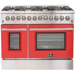 Forno 48" Galiano Dual Fuel Range - Gas Cooktop with 240v Electric Oven - 8 Burners, Griddle, and Double Oven - FFSGS6156-48 - The Home Selection