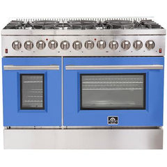 Forno 48" Galiano Dual Fuel Range - Gas Cooktop with 240v Electric Oven - 8 Burners, Griddle, and Double Oven - FFSGS6156-48 - The Home Selection