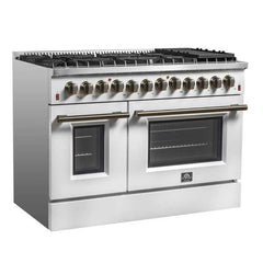 Forno 48" Galiano Dual Fuel Range - Gas Cooktop with 240v Electric Oven - 8 Burners, Griddle, and Double Oven - FFSGS6156-48 - The Home Selection