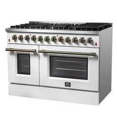 Forno 48" Galiano Dual Fuel Range - Gas Cooktop with 240v Electric Oven - 8 Burners, Griddle, and Double Oven - FFSGS6156-48 - The Home Selection