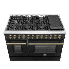 Forno 48" Galiano Dual Fuel Range - Gas Cooktop with 240v Electric Oven - 8 Burners, Griddle, and Double Oven - FFSGS6156-48 - The Home Selection