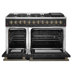 Forno 48" Galiano Dual Fuel Range - Gas Cooktop with 240v Electric Oven - 8 Burners, Griddle, and Double Oven - FFSGS6156-48 - The Home Selection