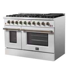 Forno 48" Galiano Gas Range with 8 Burners, Griddle, and Double Oven - FFSGS6244-48 - The Home Selection