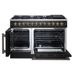Forno 48-Inch Galiano Dual Fuel Range with 8 Gas Burners, 107,000 BTUs, & French Door Electric Oven in Stainless Steel - FFSGS6356-48 - The Home Selection