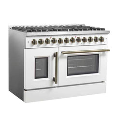 Forno 48-Inch Galiano Dual Fuel Range with 8 Gas Burners, 107,000 BTUs, & French Door Electric Oven in Stainless Steel - FFSGS6356-48 - The Home Selection