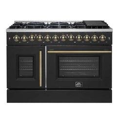 Forno 48-Inch Galiano Dual Fuel Range with 8 Gas Burners, 107,000 BTUs, & French Door Electric Oven in Stainless Steel - FFSGS6356-48 - The Home Selection