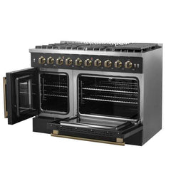 Forno 48-Inch Galiano Gas Range with 8 Gas Burners, 107,000 BTUs, & French Door Gas Oven in Stainless Steel - FFSGS6444-48 - The Home Selection